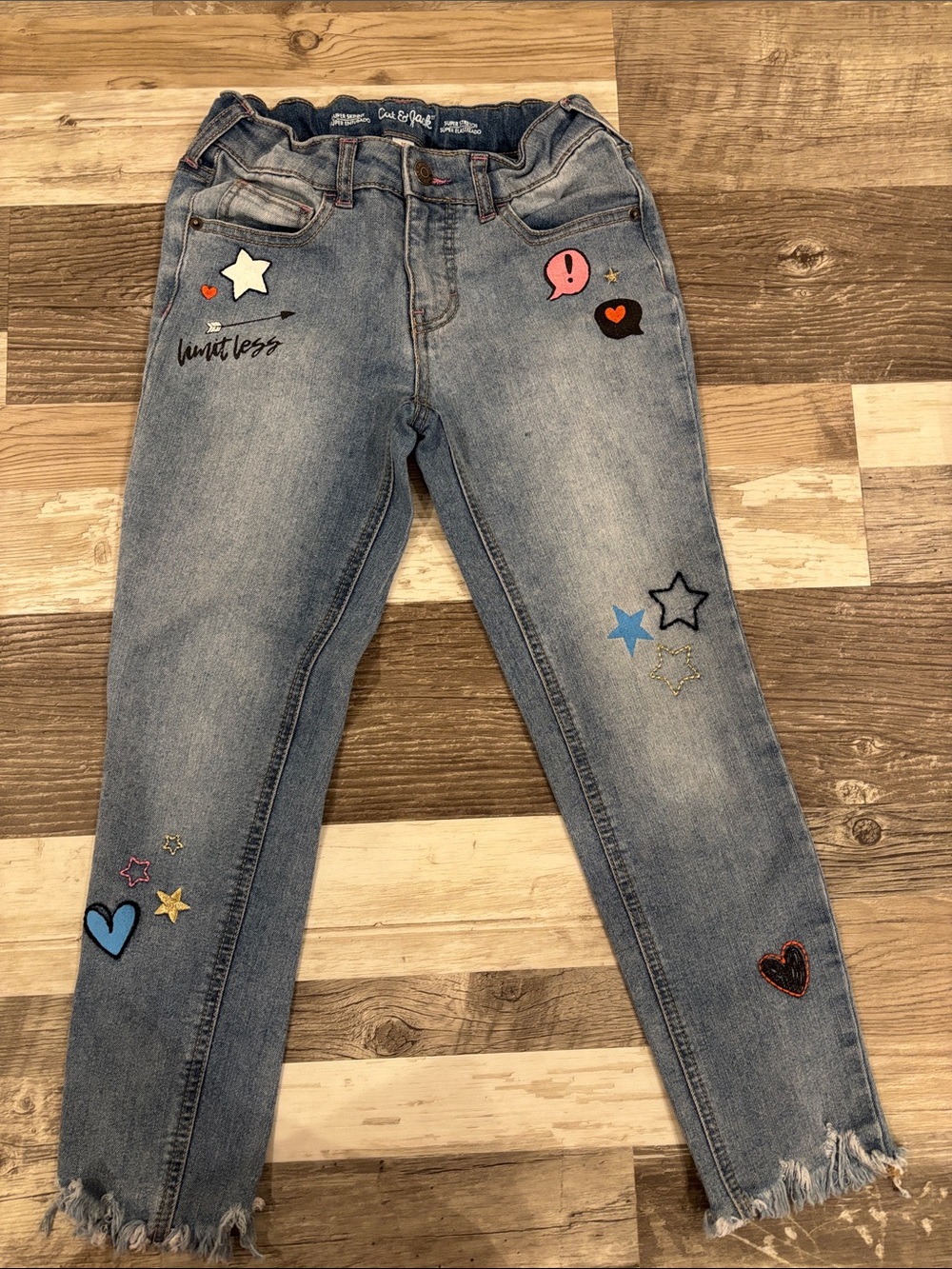 Cat & Jack Light Blue Skinny Jeans with Embroidered Patches